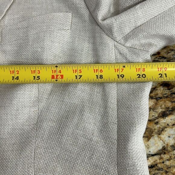 Faconnable Panama Linen Beige Two Button Closure Blazer Size 14 - Picture 13 of 14